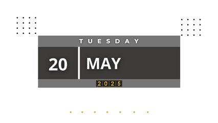 20 May 2025 Professional Calendar Agenda Design, black Visual Calendar