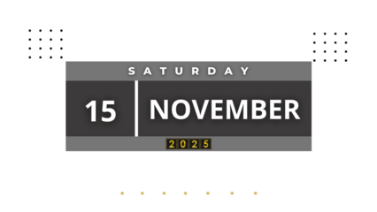 15 November 2025 Professional Calendar Agenda Design, Nov black Visual Calendar