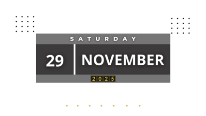 29 November 2025 Professional Calendar Agenda Design, Nov black Visual Calendar