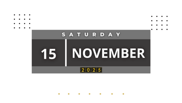 15 November 2025 Professional Calendar Agenda Design, Nov black Visual Calendar