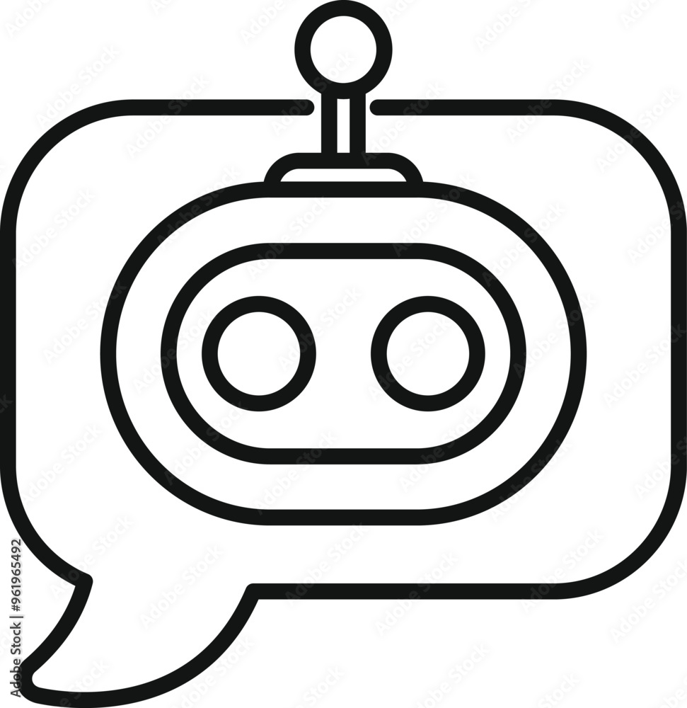 Poster this simple vector icon shows a chatbot speaking in a speech bubble, representing communication with