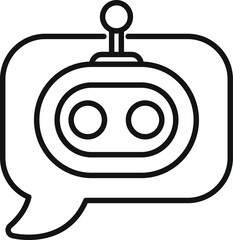 Obraz premium This simple vector icon shows a chatbot speaking in a speech bubble, representing communication with ai