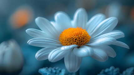 Obraz premium Close Up of White Daisy with Yellow Center - Illustration