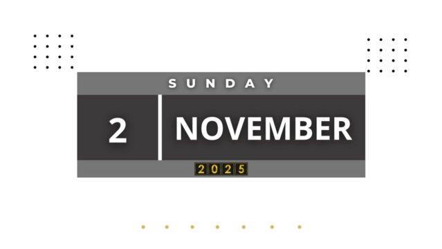 2 November 2025 Professional Calendar Agenda Design, Nov black Visual Calendar
