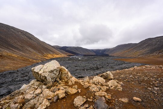 Amazing lava field from recent Geldingadalir volcano erruption