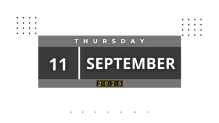 11 September, 2025 Professional Calendar, Sep Agenda page Design