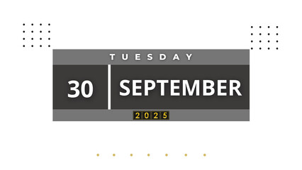 30 September, 2025 Professional Calendar, Sep Agenda page Design