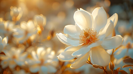 Fototapeta premium White Magnolia Flower Closeup Illustration