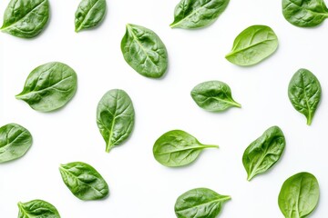 Obraz premium White background with top view of spinach design