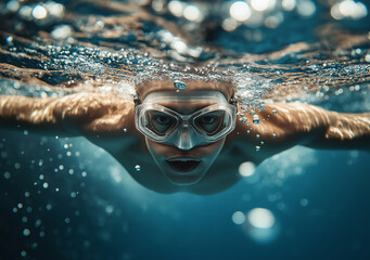 Fototapeta premium person swimming underwater