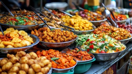 Obraz premium Street Food Market Stall Display.