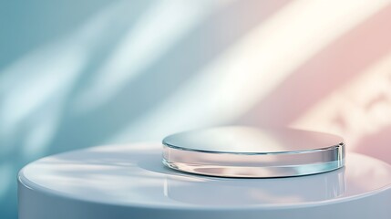 Round podium on a white background with shadows