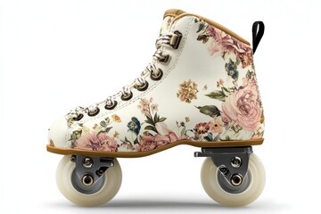 Women on white quad roller skates viewed from the side