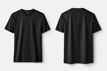 Black Tshirt Mockup Front and Back Isolated created with Generative AI