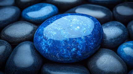 blue tones and stones, evoking tranquility and stability. Ideal for themes of calm, trust, and reliability