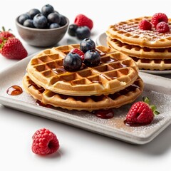 waffles with raspberries