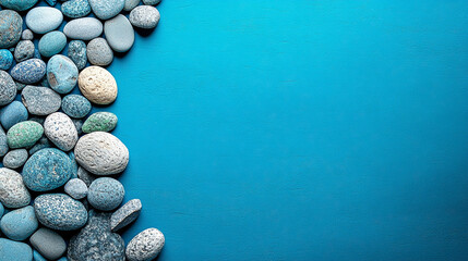 blue tones and stones, evoking tranquility and stability. Ideal for themes of calm, trust, and reliability