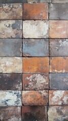 Weathered Rustic Charm: AI-Generated 4K Wallpaper Featuring Vintage Brown-Gray Concrete Tile Texture. Perfect for Cultural Marketing, Bestselling Themes, and End-of-Season Promotions. Ideal Backdrop f