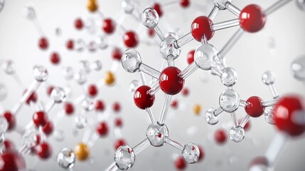 A detailed macro view of molecular structures showcasing interconnected atoms and vibrant colors in a scientific environment.