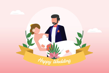 Wedding concept. Colored flat vector illustration isolated.