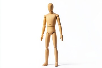Wooden mannequin isolated on white background