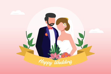 Wedding concept. Colored flat vector illustration isolated.