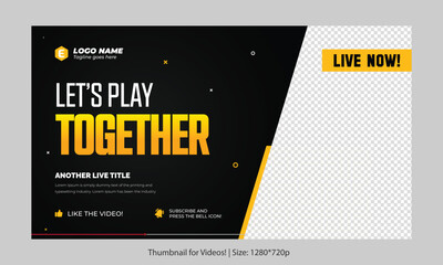 Gaming video thumbnail for streaming and game review. Game review thumbnail. Editable video thumbnail design. Editable video thumbnail Premium Vector, Customizable Thumbnails banner art Video cover.
