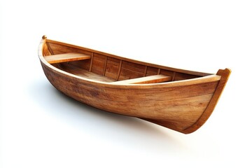 Wooden rowboat on white background