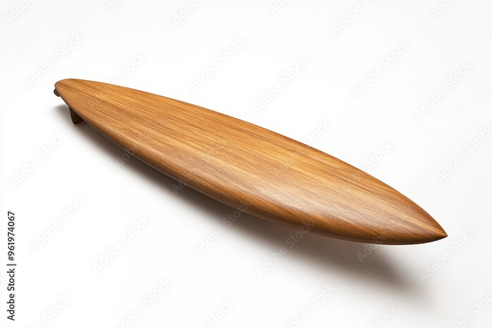 Wall mural Wooden surfboard from a new angle on white background