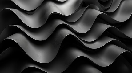 Obraz premium Elegant Monochromatic Abstract 3D Waves Flowing Gracefully in a Timeless Space with Intricate Details