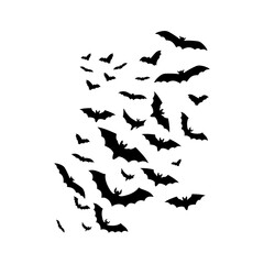 Flat Halloween Bat Flock Silhouette