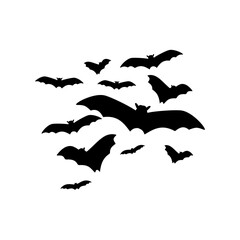 Flat Halloween Bat Flock Silhouette