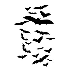 Flat Halloween Bat Flock Silhouette