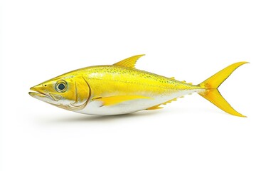 Yellow fish alone on white