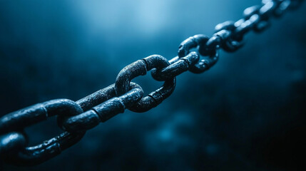 breaking a metal chain, symbolizing liberation and overcoming obstacles. The blurred background emphasizes the focus on personal strength and breaking free from constraints