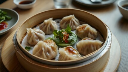 Clean and Minimalistic Composition of Dumplings with Ample White Space for Design Elements AR 169 V 61