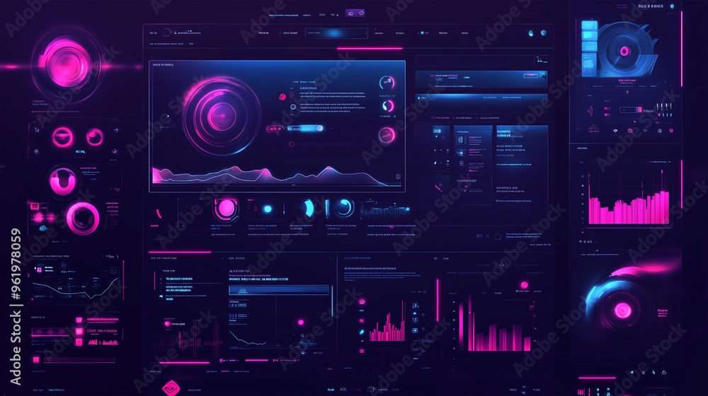 Poster futuristic data dashboard interface