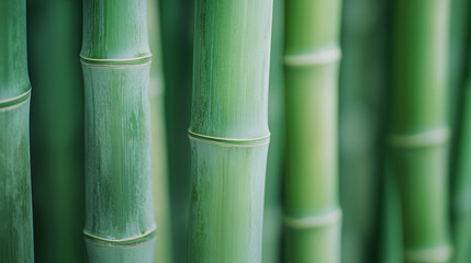 Serenity in Green: Close-up of Bamboo Stalks