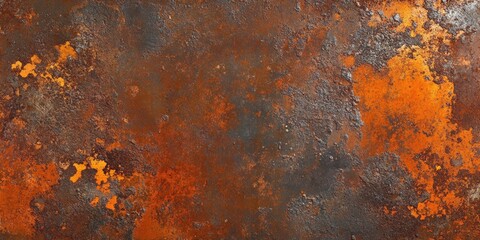 Weathered Rustic Charm: AI-Generated 4K Panoramic Wallpaper of Orange-Brown Rusty Metal and Stone Texture. Perfect for Cultural Marketing, Bestselling Themes, and Industrial-Chic Decor. Ideal Backdrop