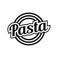 Pasta logo vector illustration template simple lettering icon black and white