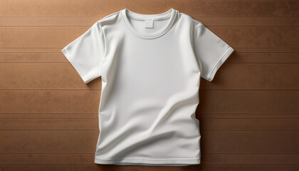  Plain white t-shirt on a beige background, representing simplicity and fashion. _1(751)