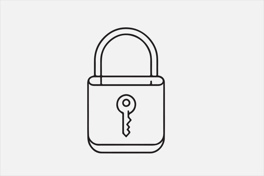 recommend clip art: A lock  line art with white background