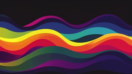Abstract colorful wavy vector design with rainbow hues, ideal for banner, wallpaper, or web decoration