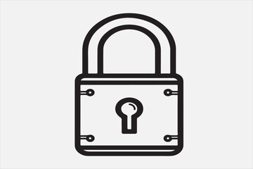 A lock  line art with white background