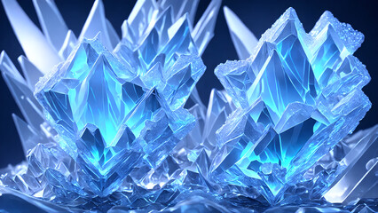 Ice like crystals with intricate light refractions background 3d wallpaper