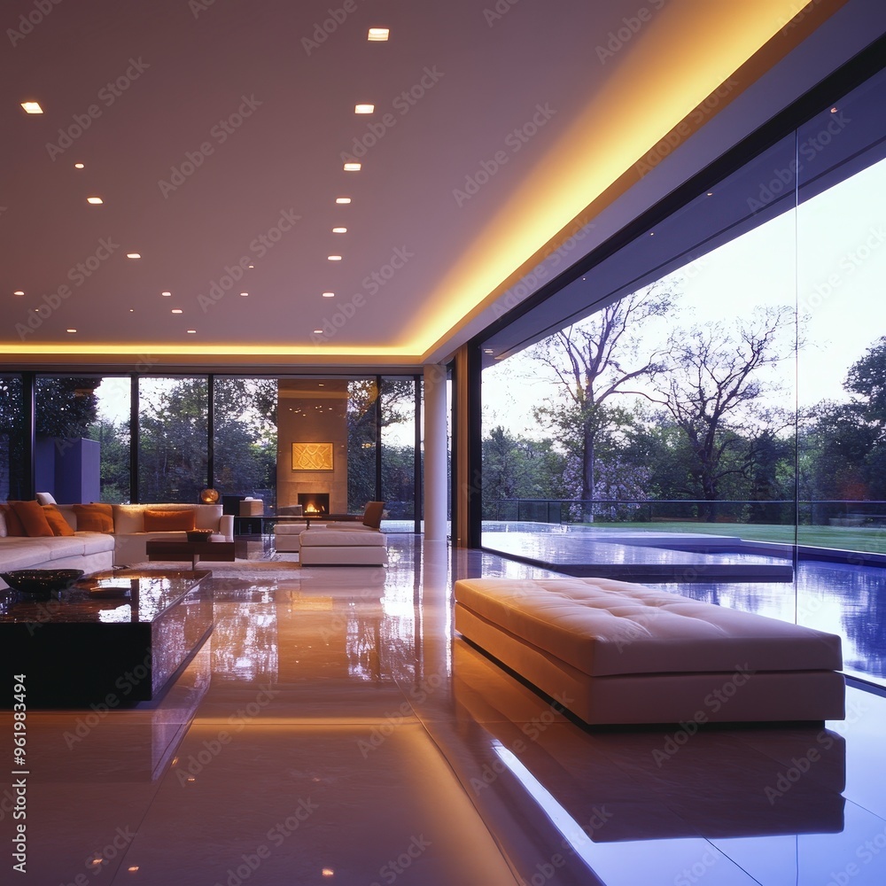 Poster soft even lighting creates serene atmosphere in minimalist setting