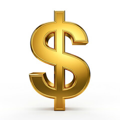 Gold dollar sign 3D isolated in white background