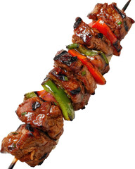 Grilled meat skewers with peppers