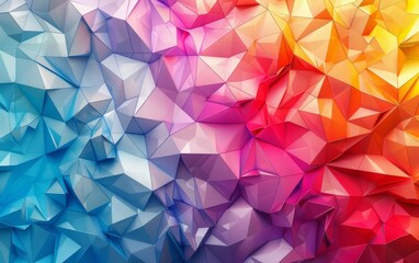 Obraz premium Vibrant Geometric Abstraction Unfolding Amidst a Colorful Array of Polygons in a Digital Realm of Endless Creativity