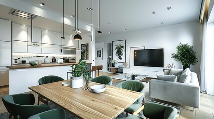 Contemporary Apartment interior with modern dining area AI generated image